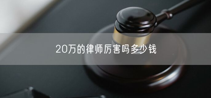 20万的律师厉害吗多少钱